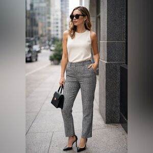 Jason Wu Houndstooth Black and White Plaid Trousers